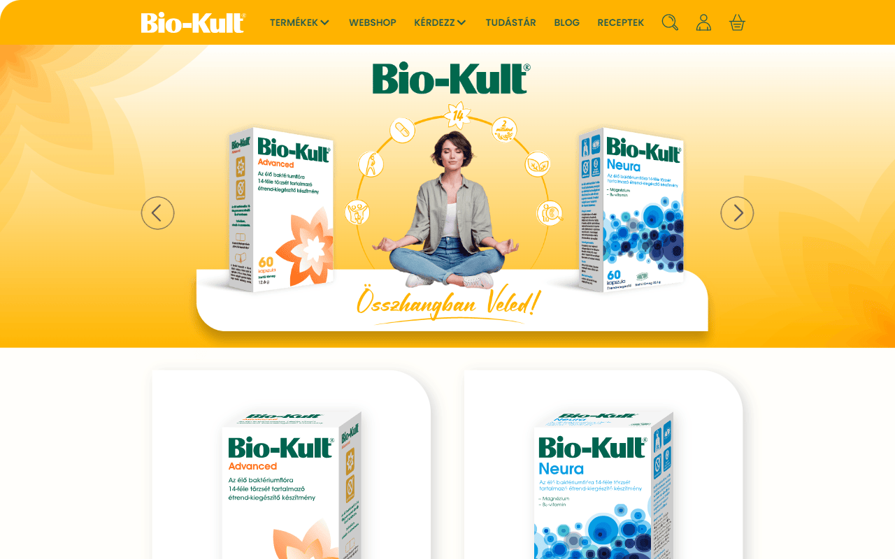 Bio-Kult honlap, webáruház