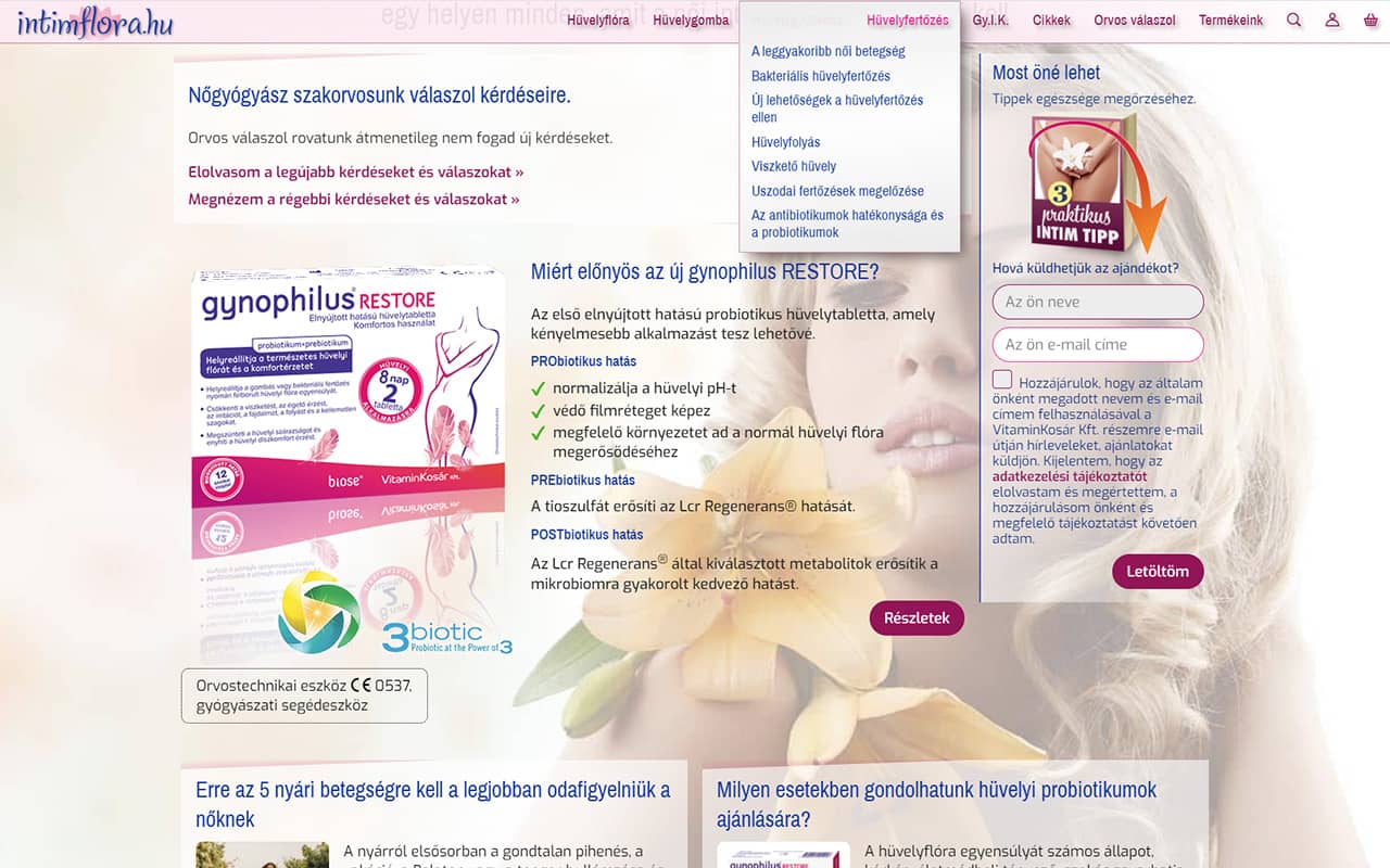 Intimflora.hu weboldal