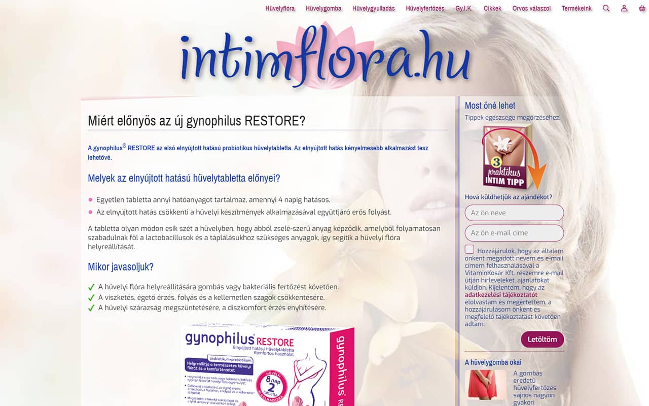 Intimflora.hu weboldal