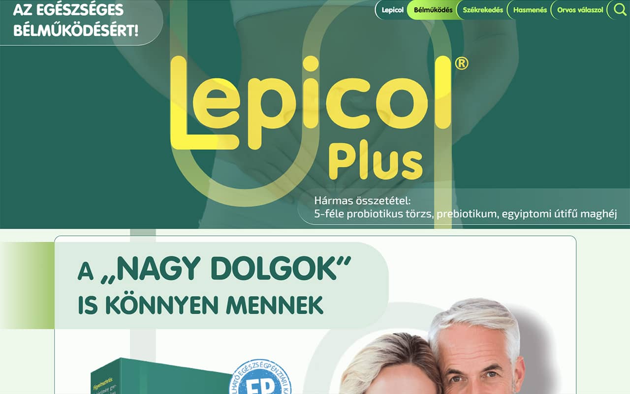 Lepicol termékbemutató weboldal